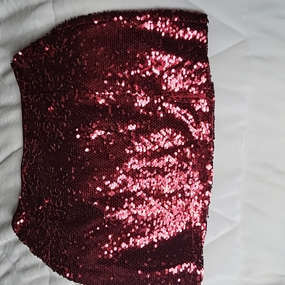 Red sequin skirt